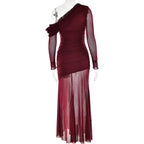 Soprano One Shoulder Dress Maroon