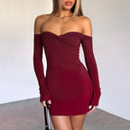 Crimson Kiss Mini Bodycon Dress Maroon