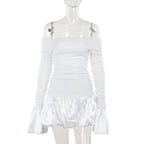 Frostene Off Shoulder Mini Dress White