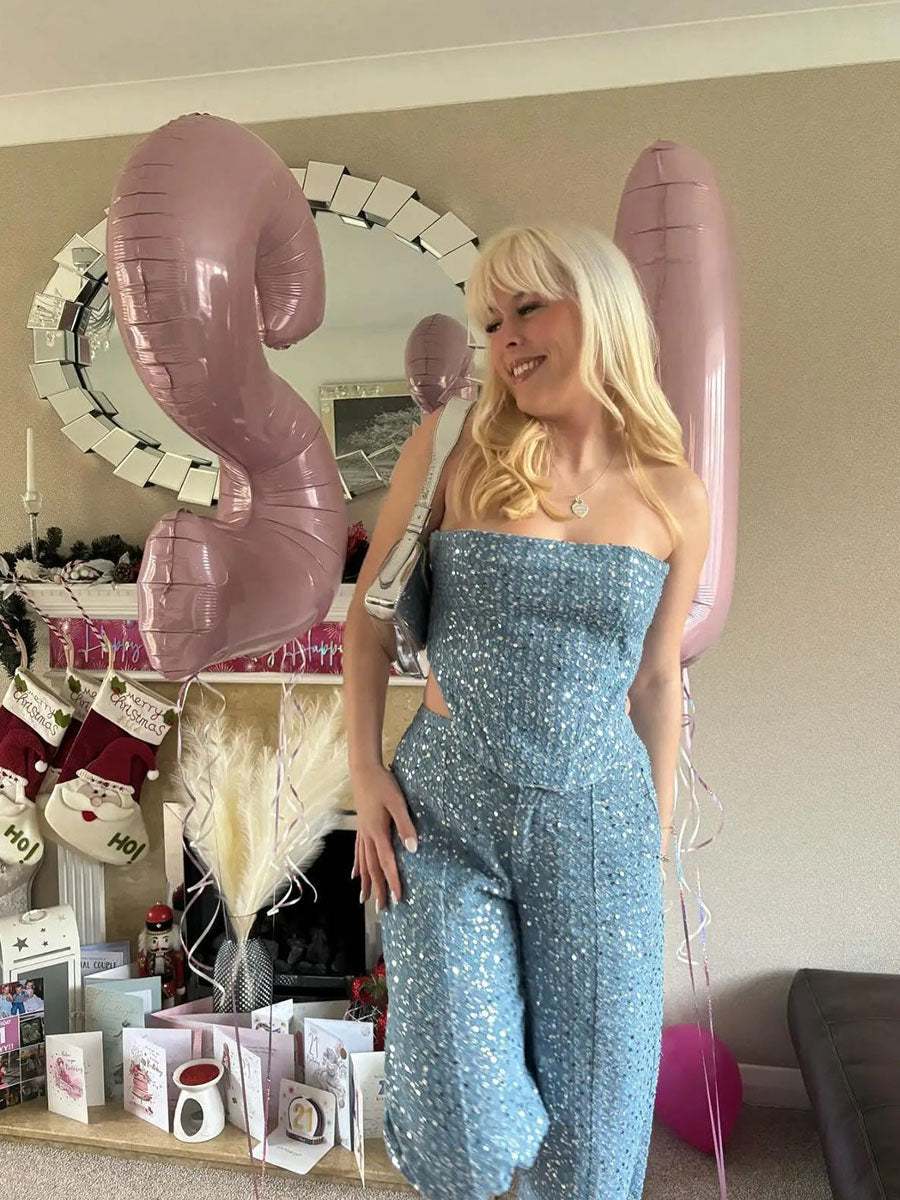 Glimmer Hour Strapless Pants Set