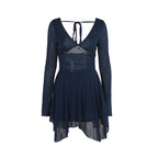 Cosmic Elegance V Neck Dress Blue