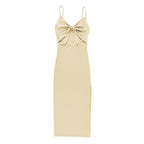 Hollow out slit knotted cami maxi dress