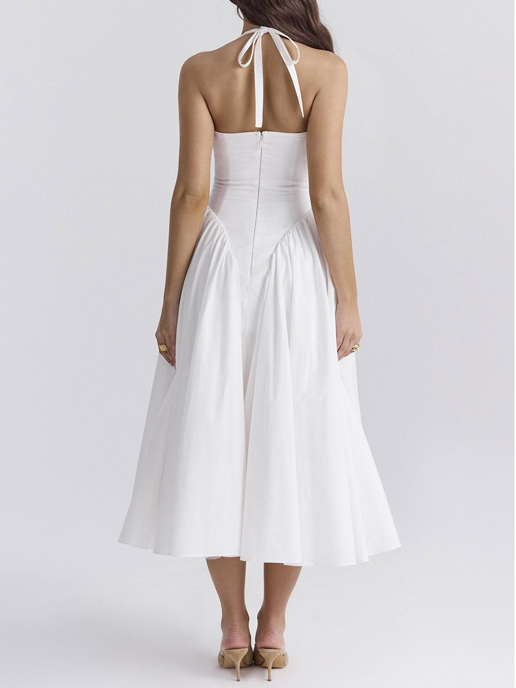 Naomi Exclusive Midi Dress with Deep V Neck Statement Occasion Edit