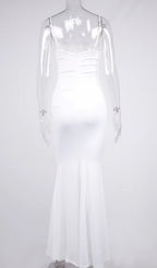 White Draped Corset Maxi Dress