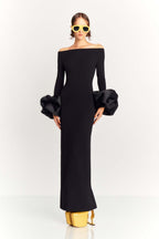Mariana Minimalist Solid Colored Lantern Sleeve Dress Chic Silhouette Collection