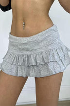 Y2K Casual Solid Pleated Skirt