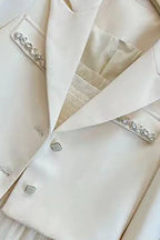 Crystal Decor Notched Cropped Blazer
