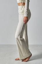 Solid Fitted Foldover Soft Pants