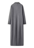 Double-Breasted Long Wool-Blend Coat – Gray