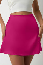 Satin A-Line Ruched High-Waist Mini Skirt