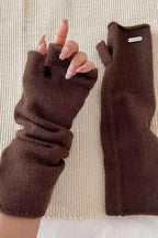 Long Raccoon Fur Knit Fingerless Gloves