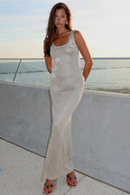 Shimmer Mesh Strap Maxi Vacation Dress