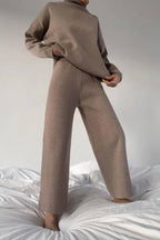 Knitted Solid Color Loose Casual Suit
