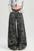 Camouflage Wide Leg High Waist Relaxed Jeans