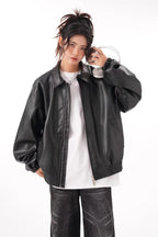 Vintage PU Leather Lapel Jacket