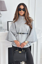 Tailored Wool Blend Belted Cape Coat