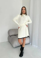 Cable Knit Buttoned Sweater Dress Set