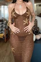 Starfish Hollow Knit Vacation Dress