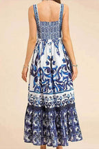 Ethnic Print Flowy Maxi Boho Dress