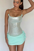Sexy Sheer Sling Slim Floral Sequin Dress
