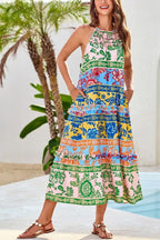 Women's Halter Neck Floral Print Vacation Dress