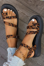 Fashion Leopard Print Clip-toe Casual Buckle Flat Roman Shoes