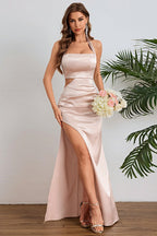 Halter Cut Out Slit Formal Dress