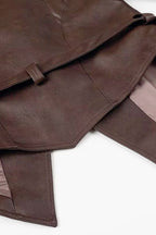 Shawl Collar Belted Leather Jacket
