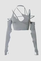 Phased Out Cut Out Cropped Top
