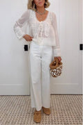 Romantic Lace Tie Sheer Chiffon Top