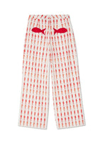 Good Luck Linen Blend Koi Pattern High Rise Elastic Waist Loose Pants
