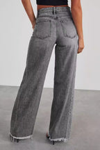Solid Minimalist Washed Wide Leg Jeans