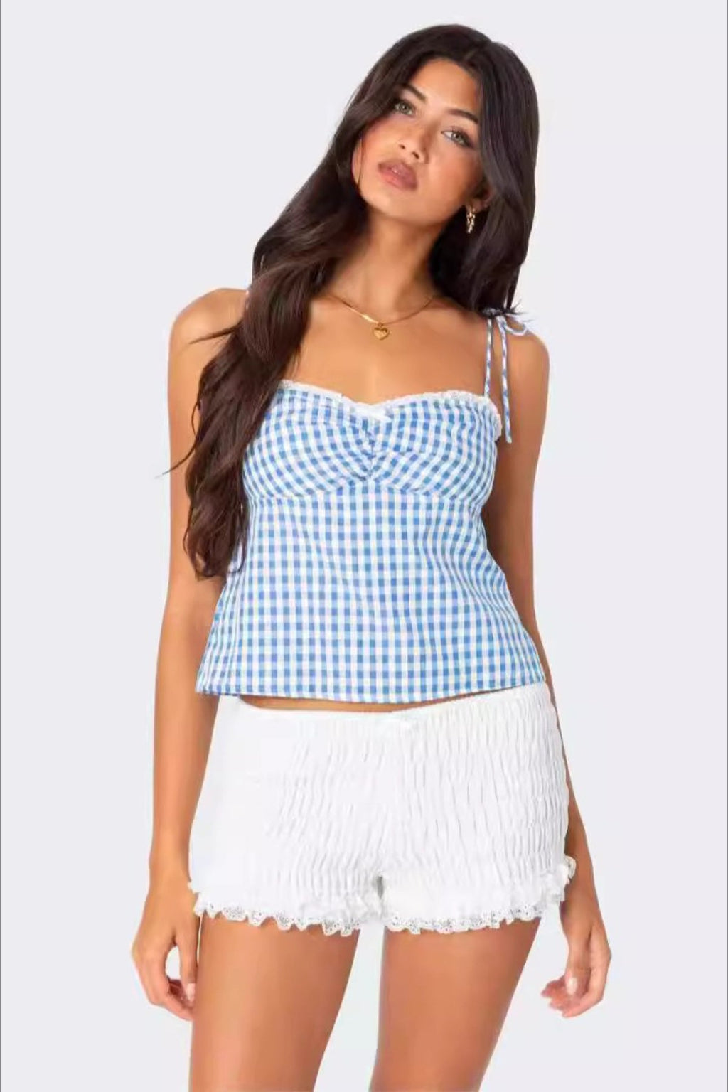 Sexy Plaid Halter Backless Cami Top