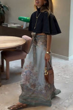 Next Vacation Linen Blend Paisley Print High Rise Tie-up Waist Maxi Skirt