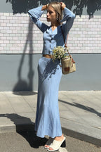 Two-Piece Bell Sleeve Knit Sweater Dress