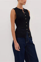 Sleeveless Cropped Knit Cardigan