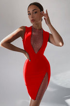 Sexy Rhinestone Sleeveless Bandage Bodycon Dress