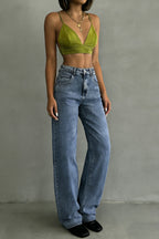Stylish High-waisted Pocket Casual Stretch Straight Leg Jeans
