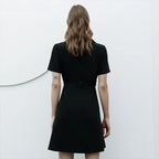 Exquisite Black Fashion Wide V neck A Hem Dress
