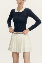 Short Lapel Cable Knit Cardigan