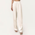 Ivory Half Elastic Pleat Detail Wide Leg Suit Pants