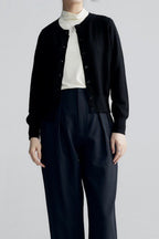 Solid Color Round Neck Knit Cardigan