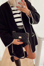 Solid Color Piping Woolen Coat