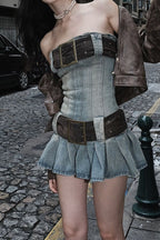 Retro Sexy Belted Denim Dress
