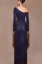 Off Shoulder Rhinestone Maxi Dress