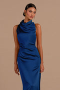 Sophisticated Halter Backless Fitted Maxi Dress