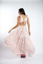 Deep V Backless Cutout Ruffle Floral Dress