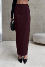 High Waist Straight Slit Long Skirt