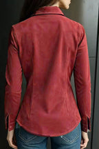 Stylish Suede Long-sleeved Button-down Casual Shirt