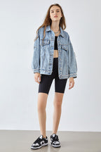 Elsy Steel Blue Distressed Denim Jacket